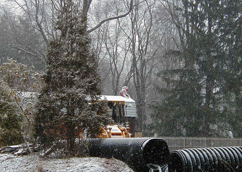 Monster on Garage in Snow